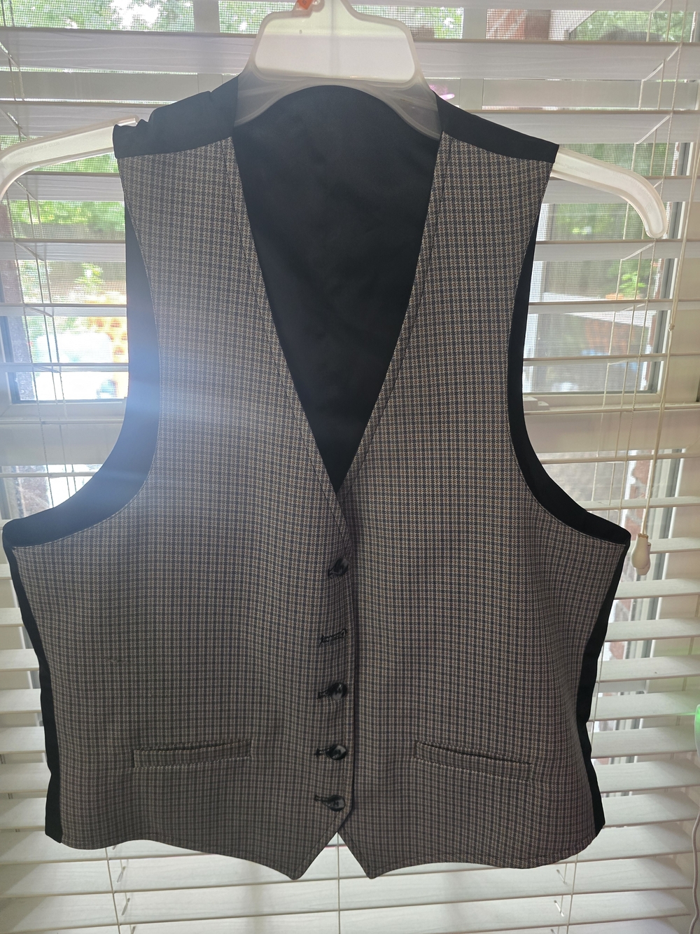 Men's Check Pattern Waistcoat Vest - Black/Gray